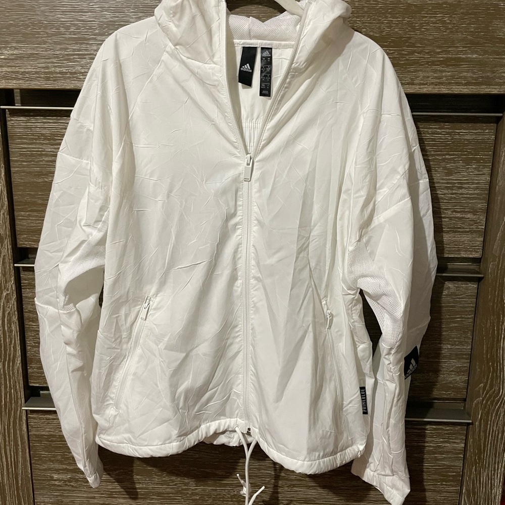 White Adidas windbreaker